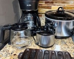 Coffee makers and pots, crock pots big and small