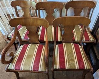 Wooden Dining Chairs. Six available, five pictured