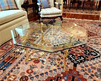 Lot 23 - Glass Top Brass Horses Coffee Table