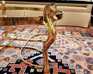 Lot 23 - Glass Top Brass Horses Coffee Table