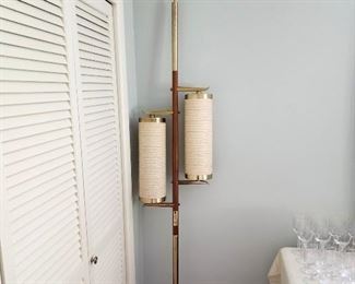 Lot 65 - Mid-Century Modern Stiffel Brass / Walnut Tension Pole Lamp