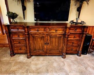 Lot 70 - Large Rustic Wood Sideboard