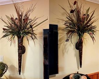 Lot 72 - Pair of Large Floral Arrangement Sconces