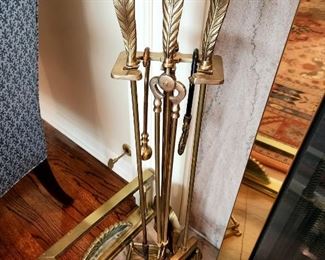 Lot 24 - Brass Fireplace Accessories
