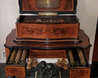 Impressive 19th C. Antique Swiss 36 Airs, 6-Cylinder Music Box w/ Table