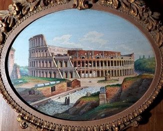 Large antique Italian Micro-mosaic panel of Colosseum