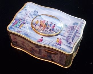 Enamel singing bird music box/automaton 