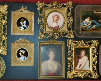 Many antique porcelain & limoges enamel portrait plaques