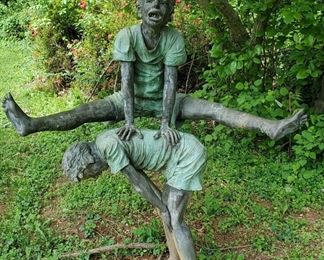 Bronze garden statues of children