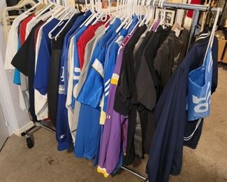 Large assortment of sports jerseys