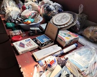 Another view of the sewing and needlepoint table.