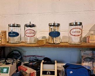 Vintage apothecary and other bottles. 