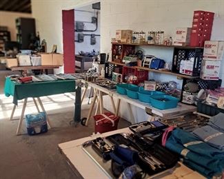 Wild collection of various medical supplies and equipment overview. 