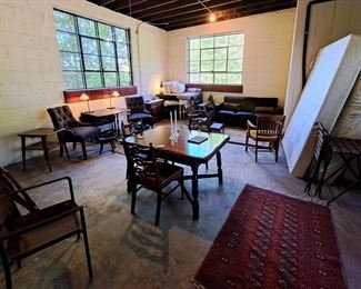 One of several rooms with antiques, vintage furniture, beds, tables, lamps, hooked and oriental rugs and more. 