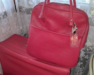 Vintage Red Hardshell Luggage Set From Sears