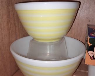 Vintage Yellow Striped Pyrex Bowls