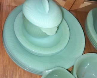 Vintage Jadeite Luncheon Set (4 Cups, 4 Small Plates, 4 Large Plates, Creamer, & Sugar)