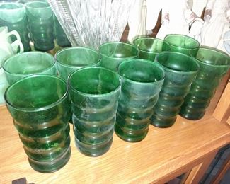 Vintage Green Glass Tumblers