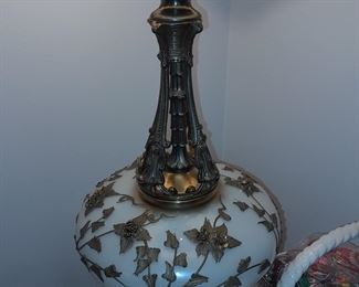 Vintage Glass Lamp W/ Brass Details
