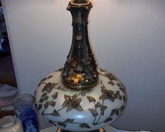 Vintage Glass Lamp W/ Brass Details