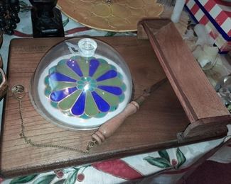 Vintage Cheese Dome, Tray, & Knife Set