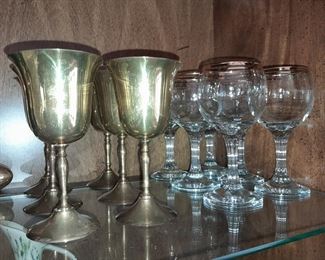 Gold Toned Cups & Crystal Glasses