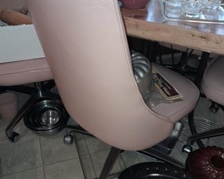 Vintage Mid-Century Modern Swivel Rolling Chair W/ High Back