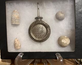 Civil War Bullets and Black Powder Flask