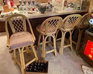 4 rattan style bar stools