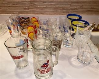 Various Cleveland Indians glass barware 