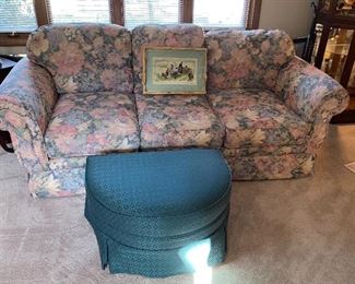 Floral sofa and foot rest