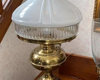 Brass lamp with beautiful white shade