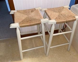 Rush seated bar stools