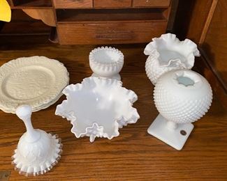 Hobnail Milk glass and Silvercrest
