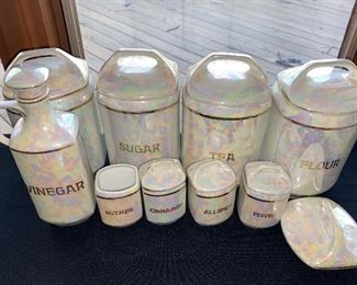 Czechoslovakia iridescent kitchen canister set