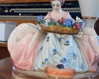 Italian ceramic flower girl in flowing dress