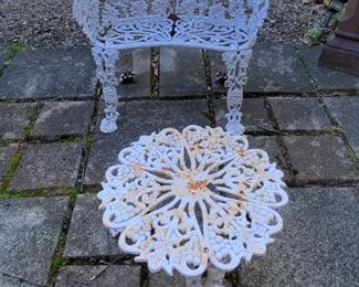 White iron bench and side table 