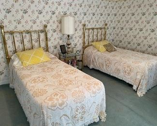 Twin Size beds with Brass Headboard