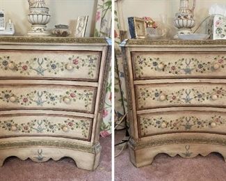 French Country hand painted nightstand  