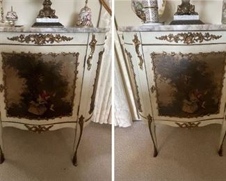 Marble top Brass Trimmed Side Consoles