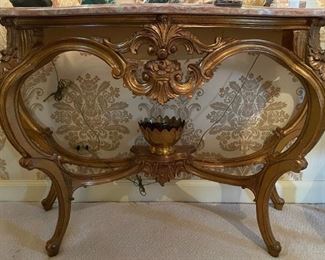 Marble Top Gold Gilt Bade Console