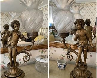 Brass Cherub Lamps