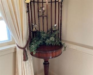 Brass Clawfoot Round Open Bird Cage Table