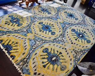 Stark blue and yellow rug