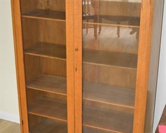 Glass door bookcase in oak