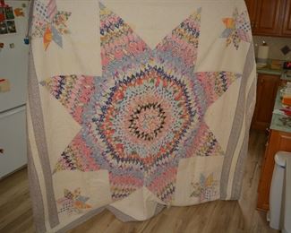 Texas star quilt, hand done