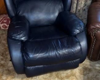 blue leather recliner