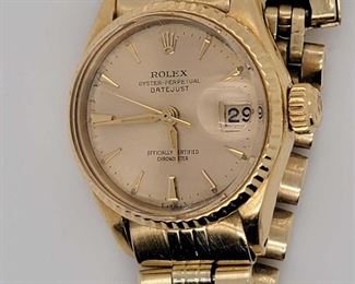 Tested and Works.  Serial Number 540136.  14k Yellow Gold Bezel and 14k Yellow Gold Domestic Style Jubilee Bracelet.
