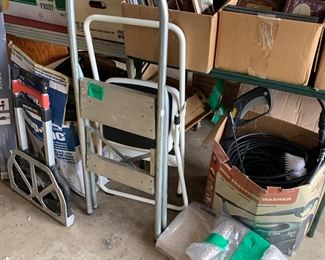 Step stools, power washer, shop vac in box