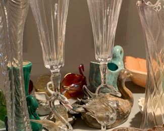 Elegant swan champagne flutes